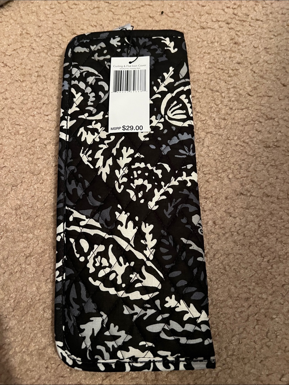 Vera Bradley Black and Ivory Floral Travel Curl Iron Organizer